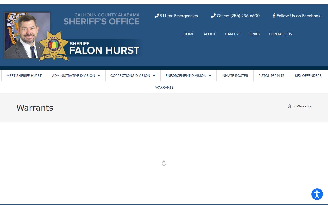 Calhoun County arrest lookup warrant interface