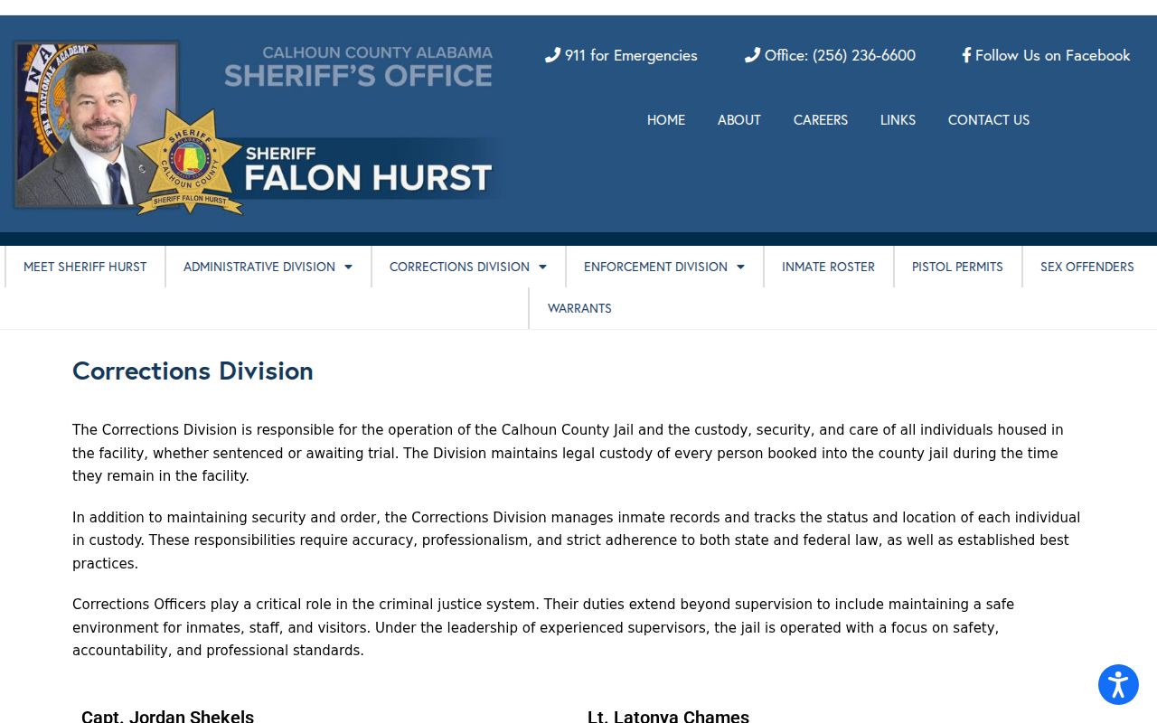 Calhoun County arrest booking records corrections division