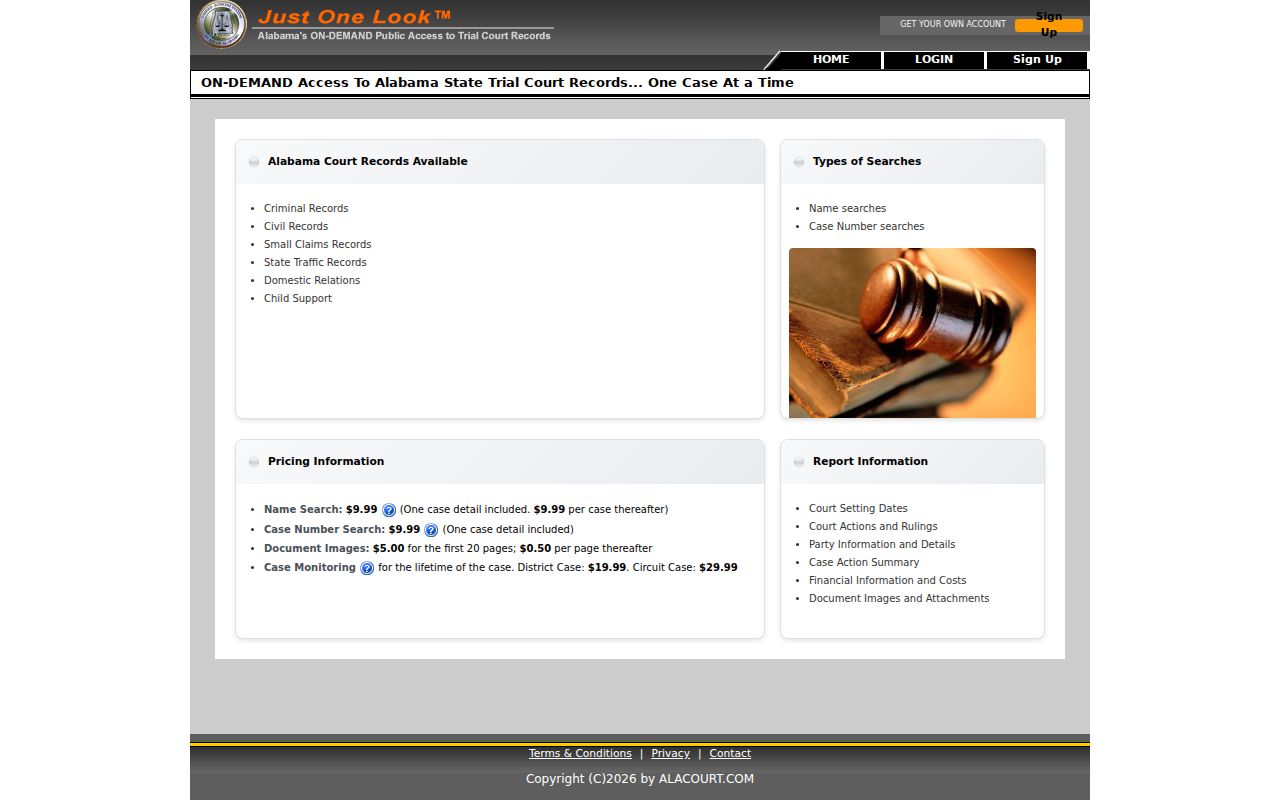 Calhoun County criminal court case access through Just One Look