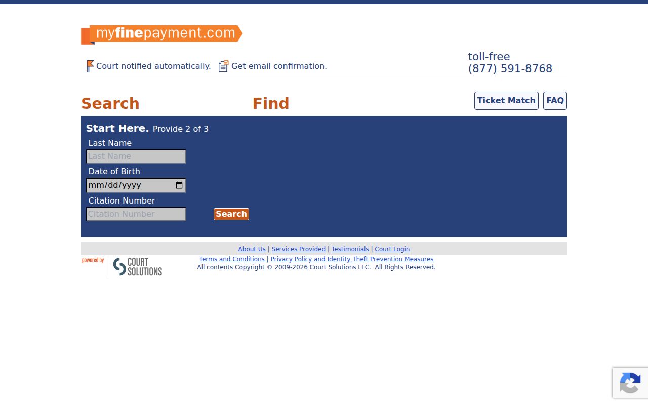 Jacksonville criminal record ticket payment fallback screen