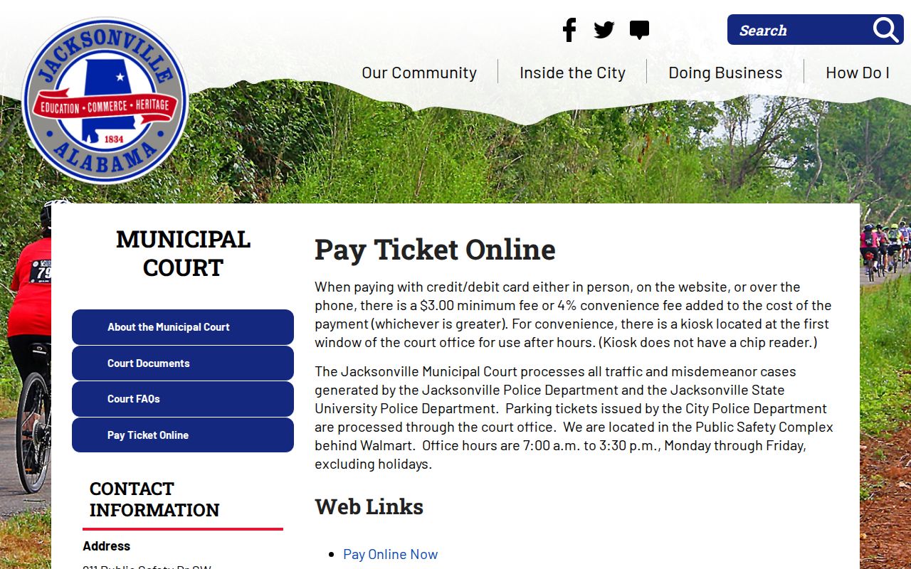 Jacksonville criminal records online municipal ticket payment page
